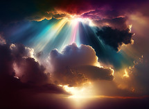 Colorful beams of light in the sky