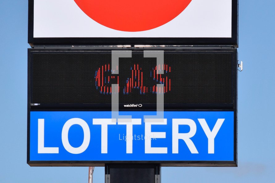 Lottery sign at a gas station 