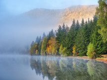 Autumn lake view in Romania 