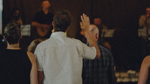 parishioners during a worship service 