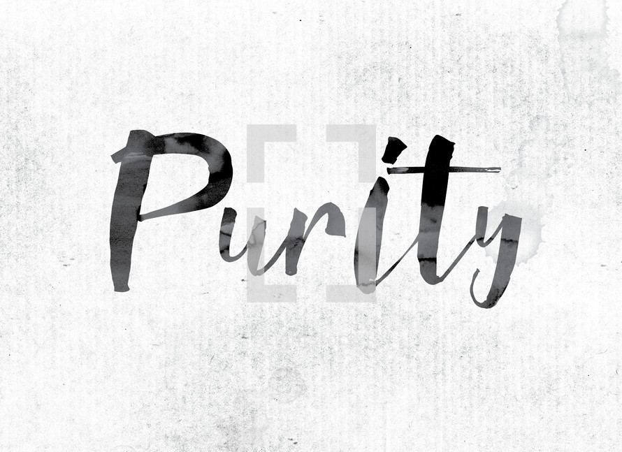 word purity in ink on white background 
