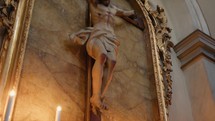 Jesus Crucifix symbol inside an Historic Church