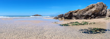 French landscape - Bretagne. A beautiful beach with rocks at low tide.