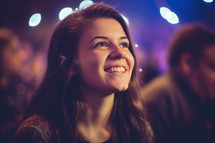 Digital art piece of a young woman at a worship concert
