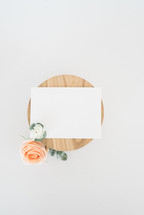 roses, wood, envelope on white background 