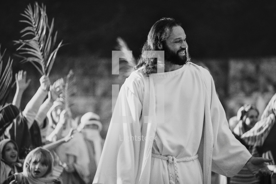 Jesus entering the temple and Palm fronds 