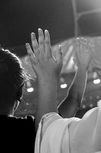 hands raised in worship 