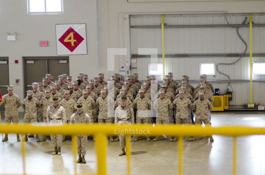 marines in formation at military graduation (USMC) 