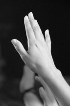 hands raised to God  - outstretched hand