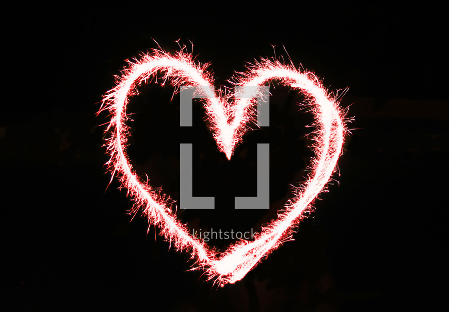 Heart shape drawn with fireworks 