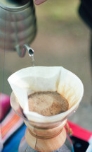 slow brewing coffee while camping 