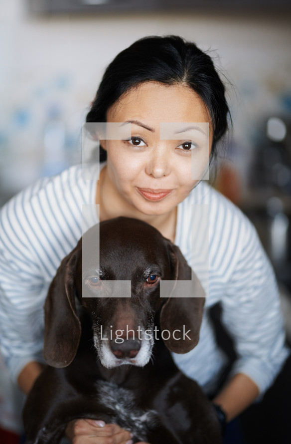 woman with her dog 