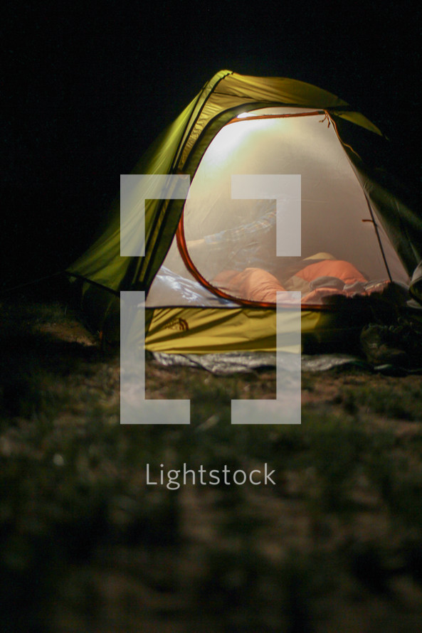 a light in a tent 