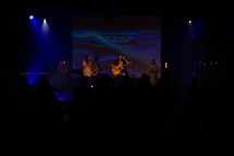 worship leaders playing worship music during a contemporary worship service 