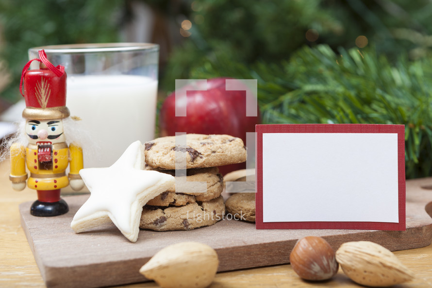 Christmas Cookies with Milk and Blank Card