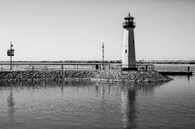 lighthouse along a shore 