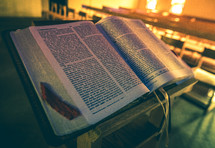 open Bible at the pulpit 