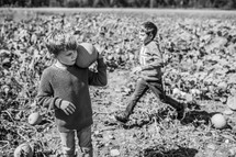 Children at a pumpkin patch 