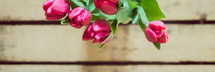 tulips over a wood table 