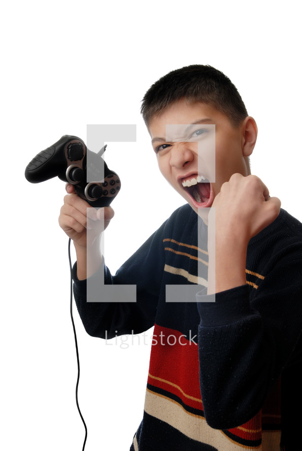 a boy playing video games 