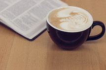 coffee and opened Bible 