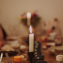 candle on a table 