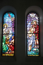 stained glass window of Jesus praying 