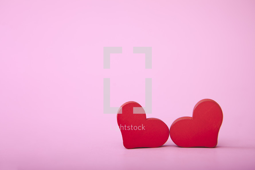 red hearts on pink 
