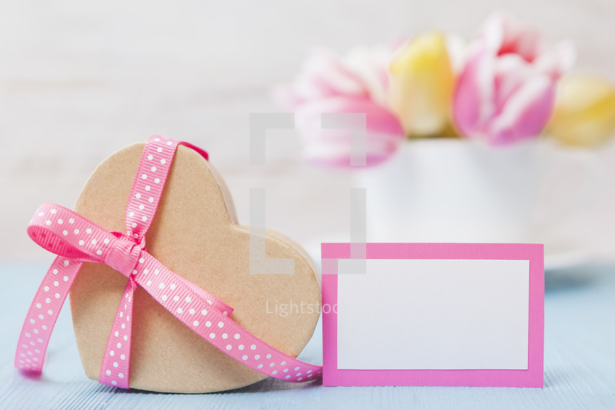 Spring Flowers with Gift and Blank Card