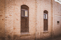 brick walls of a warehouse building 