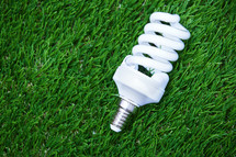 Energy saving bulb in the grass