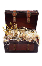 Antique Treasure Chest FIlled with Gold Silver DIamond Treasures