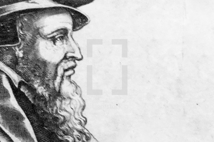 A drawing of John Calvin.