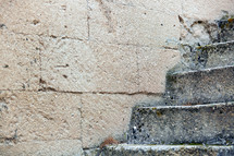 mason block wall and concrete steps 