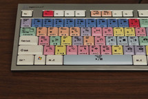 color coded computer keyboard for video editing