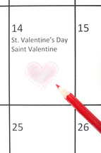 Valentines day on a calendar 