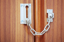 metal chain lock on a door 