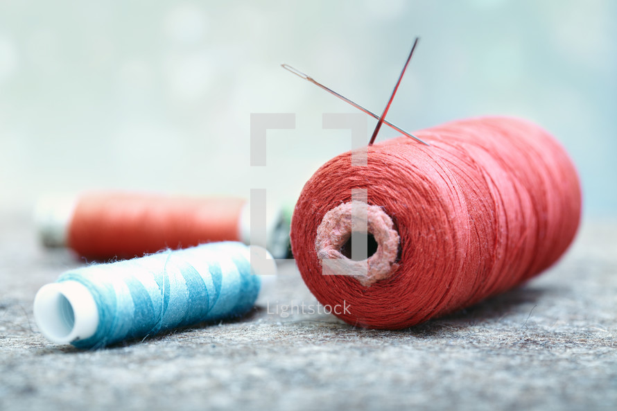 red and blue thread 