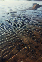 ripples in wet sand on a beach 