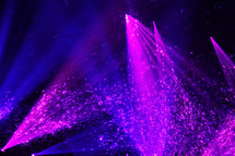 Purple spotlights with a cascade of bubbles 