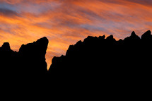 silhoutte rocks at sunset 