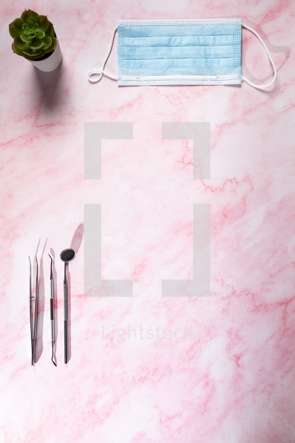 Pink marble background flat layer vertical with copy space