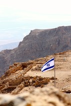 Israeli flag on top of Masada