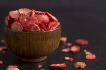 Freeze Dried Strawberries on a Slate Counter