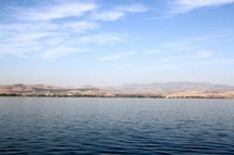View of Capernaum from the Sea of Galilee.