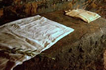 and the face cloth, which had been on Jesus’ head, not lying with the linen cloths but folded up in a place by itself.