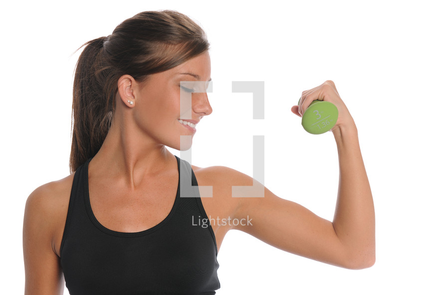 woman working out lifting free weights 