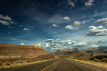 road through red rock canyons 