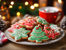 A Plate Full of Red White and Green Christmas Sugar Cookies