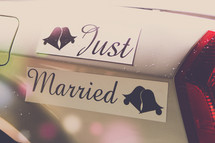 Just Married sign on car
